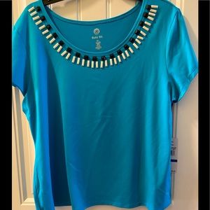 🌼 Ruby Rd NWT Pretty Blue Top Size XL 💐